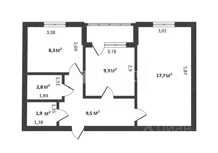 2-к кв. Ямало-Ненецкий АО, Новый Уренгой Тундровая ул., 8 (49.4 м) - Фото 1