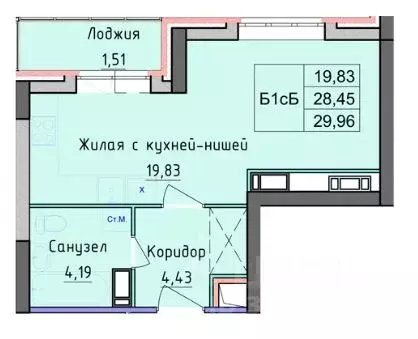 Студия Ярославская область, Ярославль ул. Лескова, 42 (29.96 м) - Фото 1