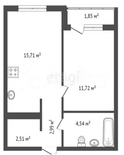 1-к. квартира, 38,4 м, 13/23 эт. - Фото 1