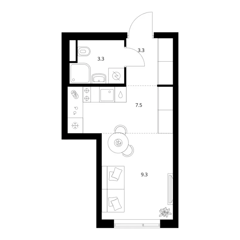 квартира-студия, 23.4 м - Фото 0