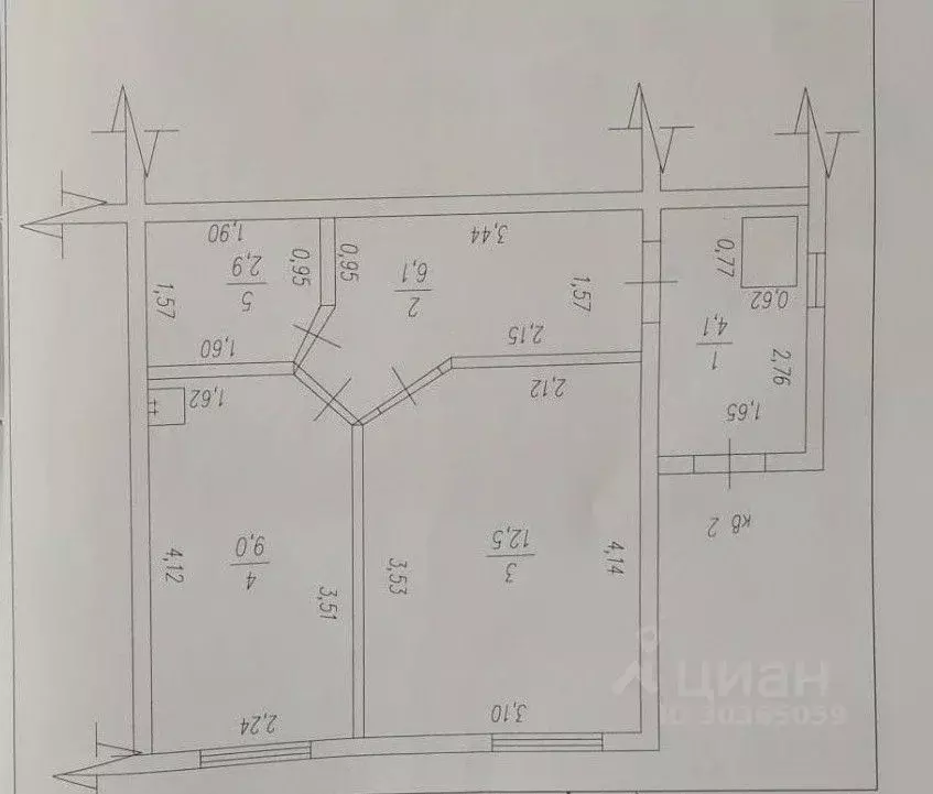 1-к кв. Кемеровская область, Таштагол Кислородная ул., 1Б (34.6 м) - Фото 1
