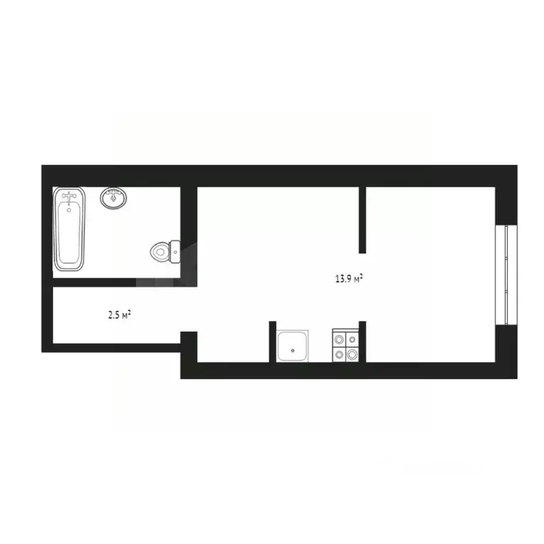 Студия Тюменская область, Тюмень Новгородская ул., 20 (28.3 м) - Фото 2