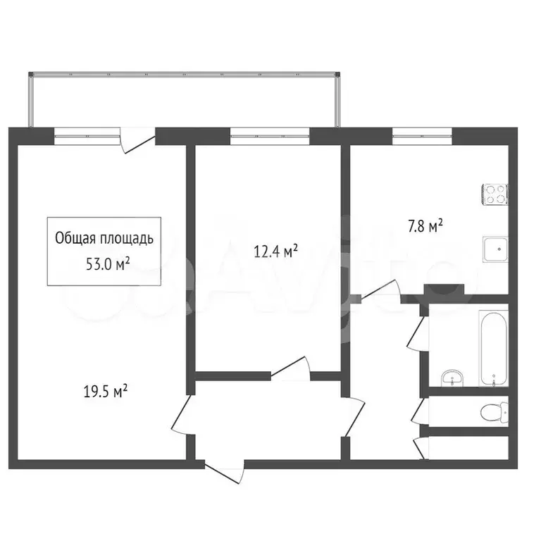 2-к. квартира, 53,2 м, 8/9 эт. - Фото 0