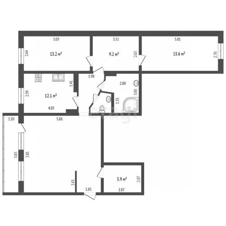 3-к кв. Ульяновская область, Ульяновск Красноармейская ул., 66 (102.3 ... - Фото 2