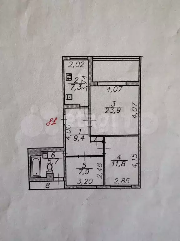3-к. квартира, 66,5 м, 1/9 эт. - Фото 1
