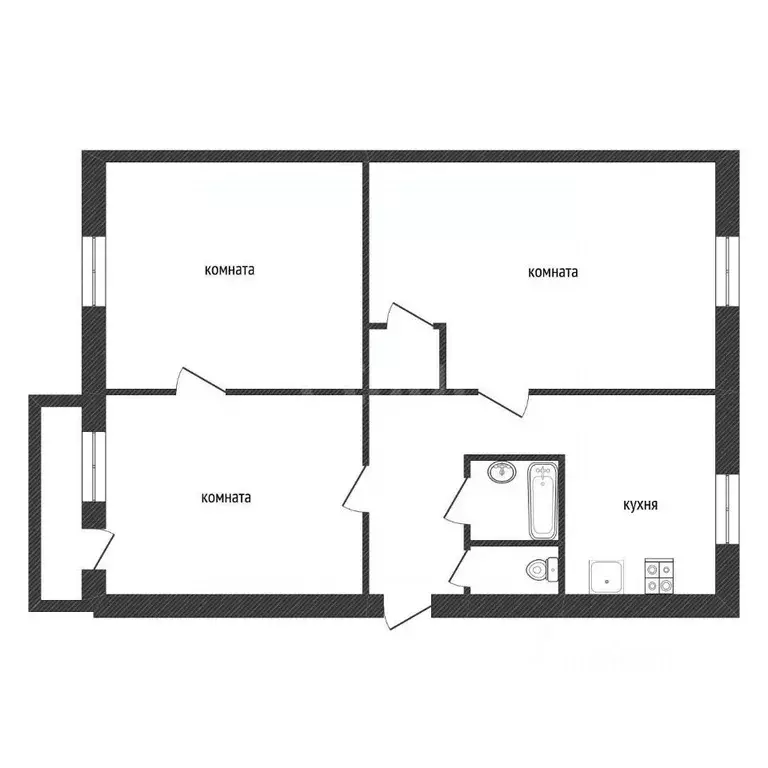 3-к кв. Ленинградская область, Кировский район, пос. Мга ш. Революции, ... - Фото 2