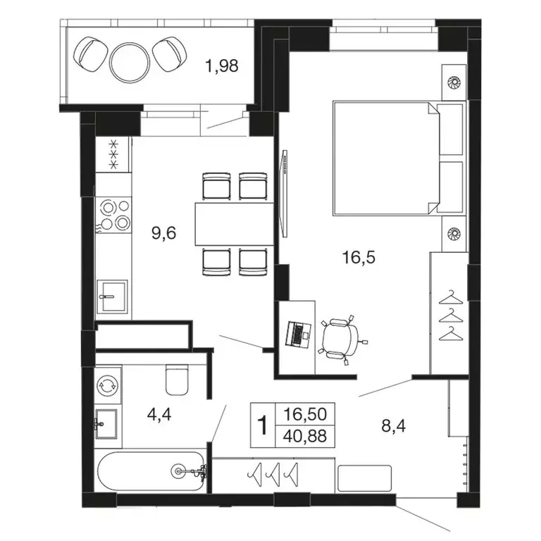 1-комнатная квартира: Апрелевка, жилой комплекс Времена Года, к2 (40.9 ... - Фото 1