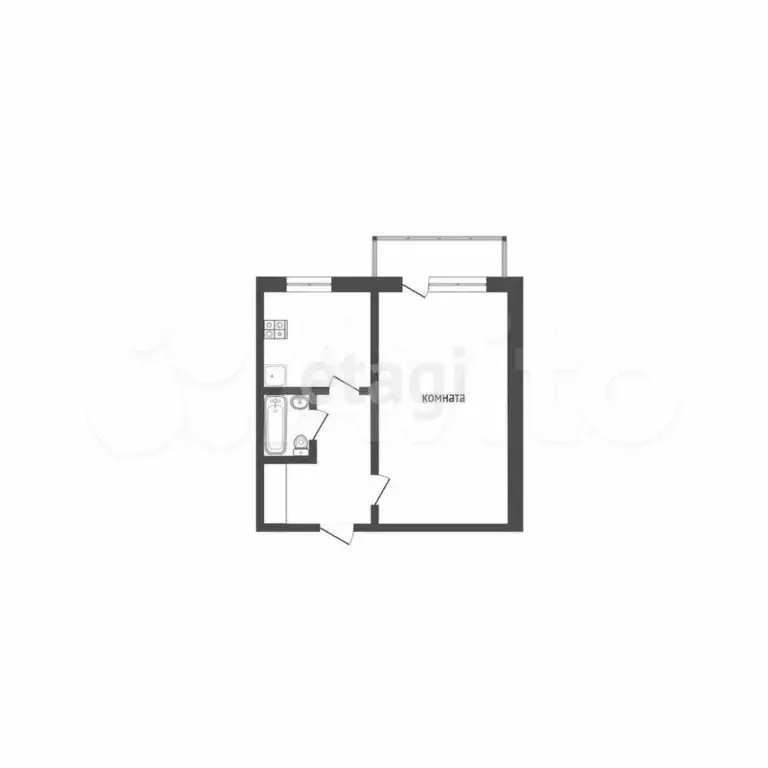 1-к. квартира, 30,2 м, 4/5 эт. - Фото 0