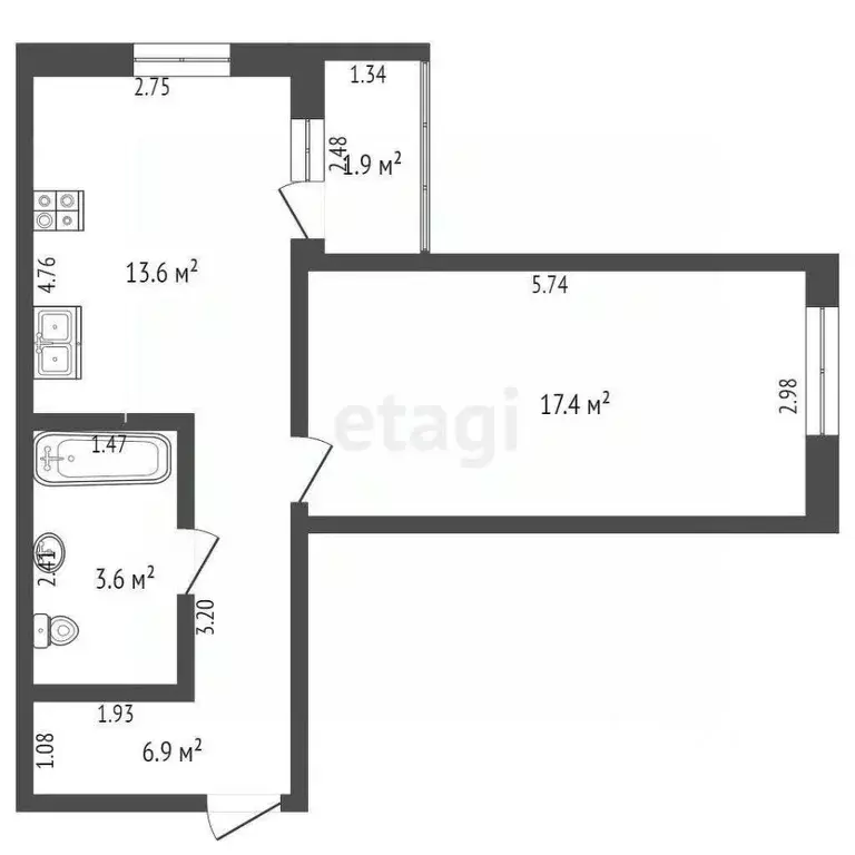 1-к кв. Краснодарский край, Анапа Парковая ул., 79к1 (42.4 м) - Фото 1
