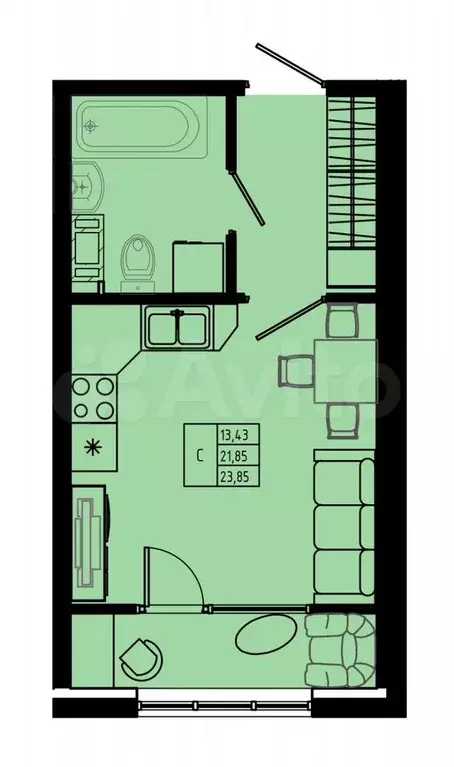 Квартира-студия, 23,5 м, 7/8 эт. - Фото 0
