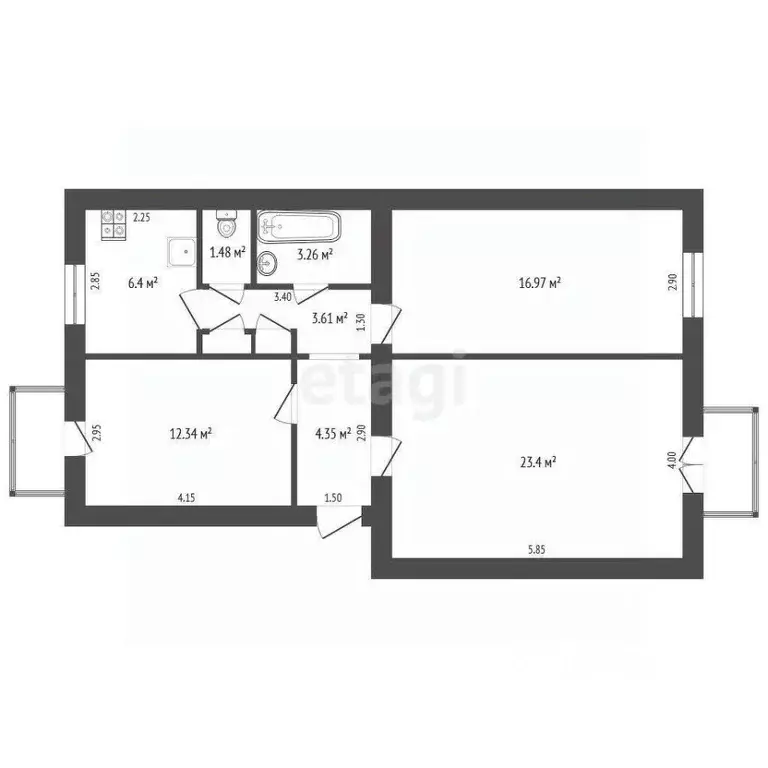 3-к кв. Севастополь ул. Большая Морская, 38 (72.4 м) - Фото 2