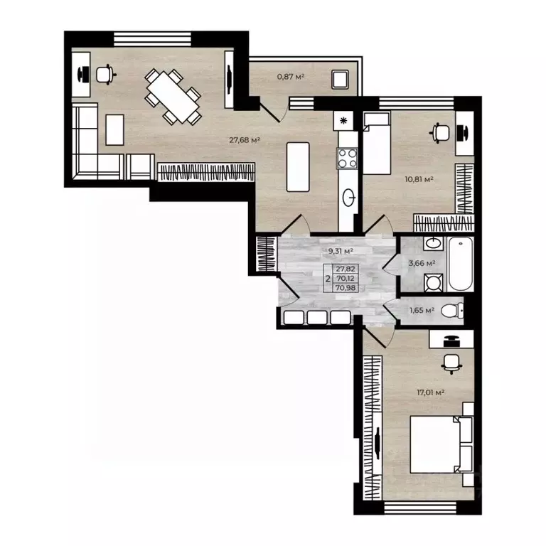 2-к кв. Ярославская область, Ярославль ул. Брагинская, 18к4 (70.2 м) - Фото 2