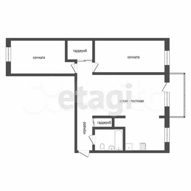 3-к. квартира, 57 м, 2/5 эт. - Фото 0