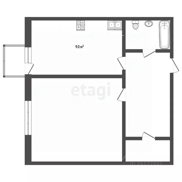 1-к кв. Ямало-Ненецкий АО, Ноябрьск Магистральная ул., 119 (33.0 м) - Фото 2