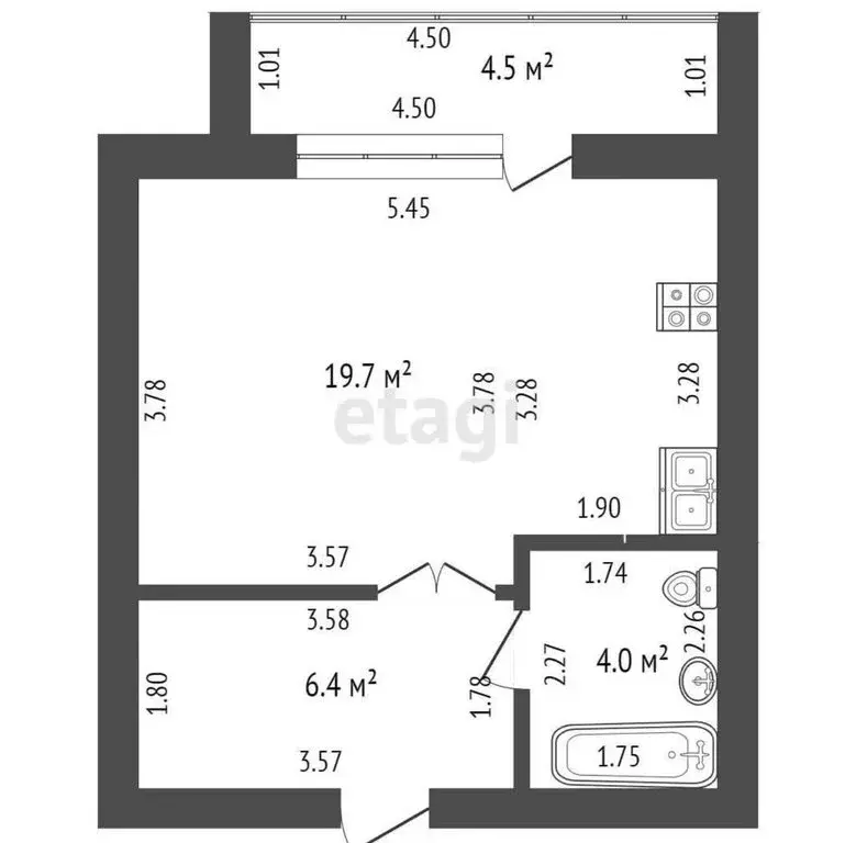 Квартира-студия: Стерлитамак, проспект Октября, 46 (30 м) - Фото 1