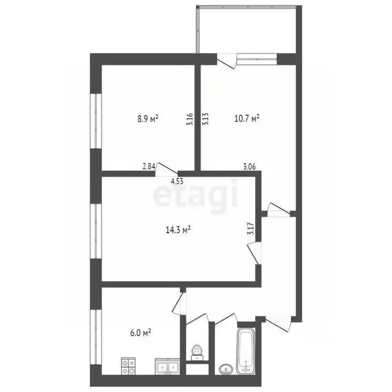 3-к кв. Москва ул. Генерала Белова, 19К1 (49.1 м) - Фото 2