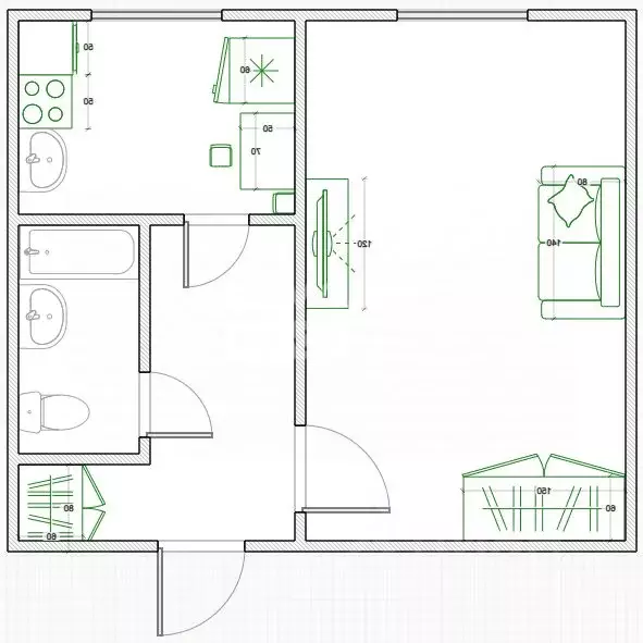 1-к кв. Омская область, Омск Взлетная ул., 7Б (30.3 м) - Фото 2