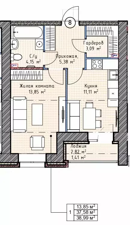 Продаётся 1-к квартира, 36.7 м - Фото 0