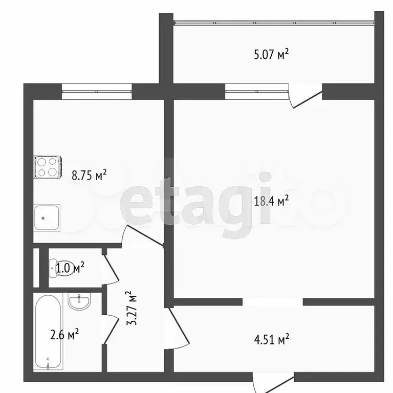 1-к. квартира, 40 м, 3/10 эт. - Фото 0