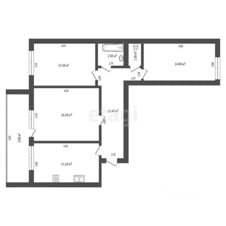 3-к кв. Мордовия, Саранск Республиканская ул., 143А (72.0 м) - Фото 2