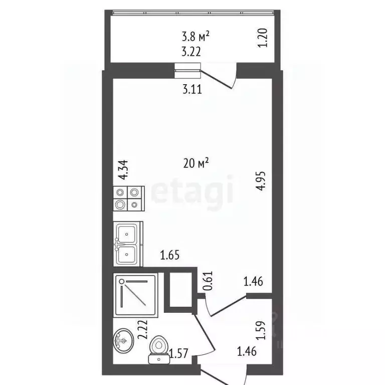 Студия Ленинградская область, Мурино Всеволожский район, бул. ... - Фото 2
