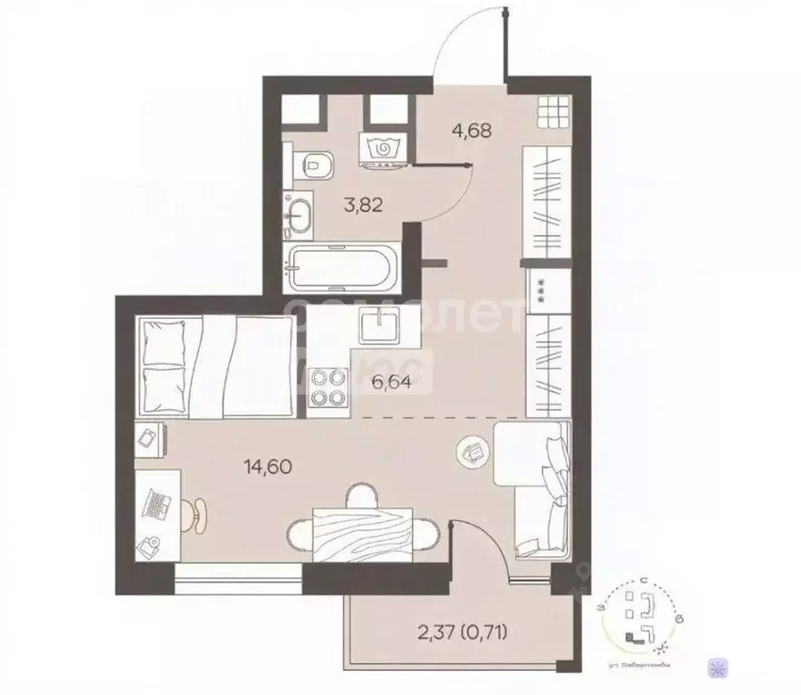 1-к кв. Омская область, Омск ул. Завертяева, 1/2 (30.0 м) - Фото 2
