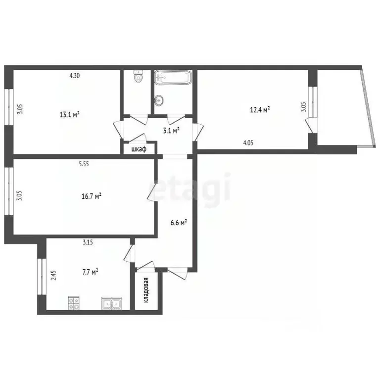 3-к кв. Орловская область, Орел Саханская ул., 3 (70.7 м) - Фото 1