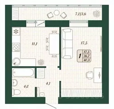 1-к кв. Самарская область, Волжский район, Смышляевка городское ... - Фото 1