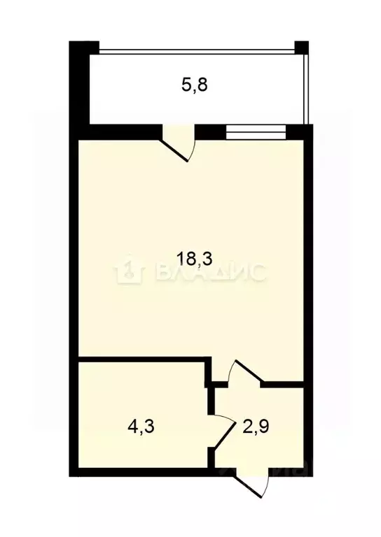 Студия Санкт-Петербург ул. Плесецкая, 16 (27.0 м) - Фото 1