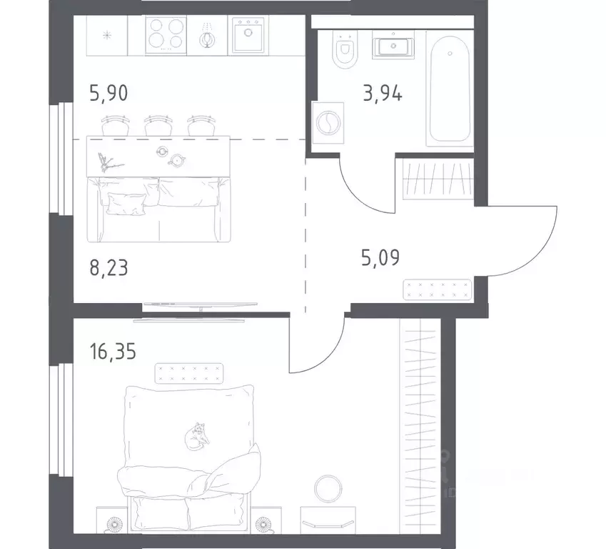 1-к кв. Башкортостан, Уфа ул. Минигали Губайдуллина, 8к9 (39.51 м) - Фото 1