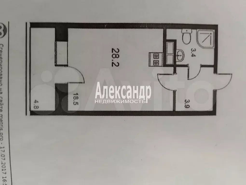 Квартира-студия, 28,2 м, 12/12 эт. - Фото 0