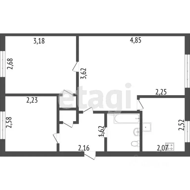 3-к кв. Санкт-Петербург ул. Бурцева, 16 (42.2 м) - Фото 1