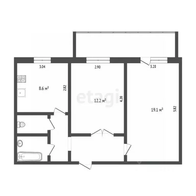 2-к кв. Тюменская область, Тюмень Полевая ул., 12А (54.0 м) - Фото 2