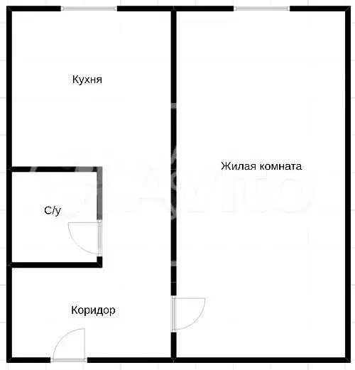 1-к. квартира, 26,5 м, 2/2 эт. - Фото 0