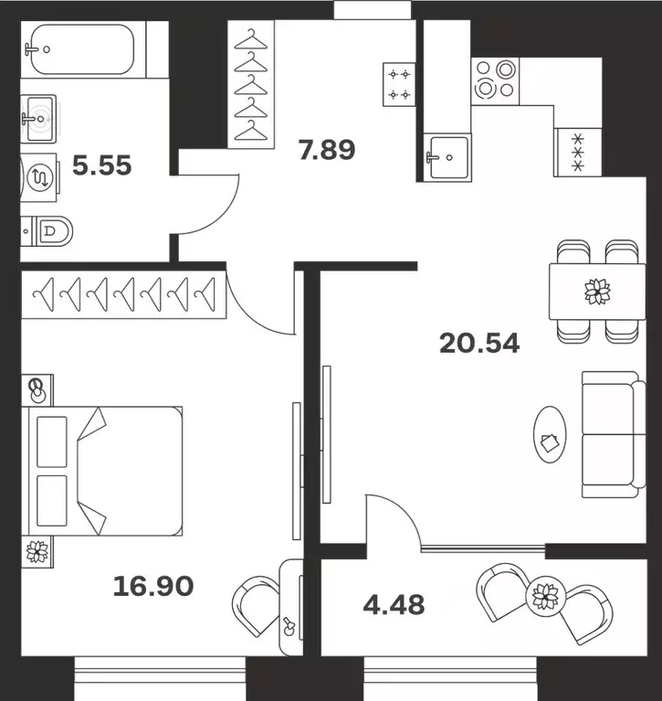 1-к кв. Тульская область, Тула ул. Болотникова, 4 (55.36 м) - Фото 1
