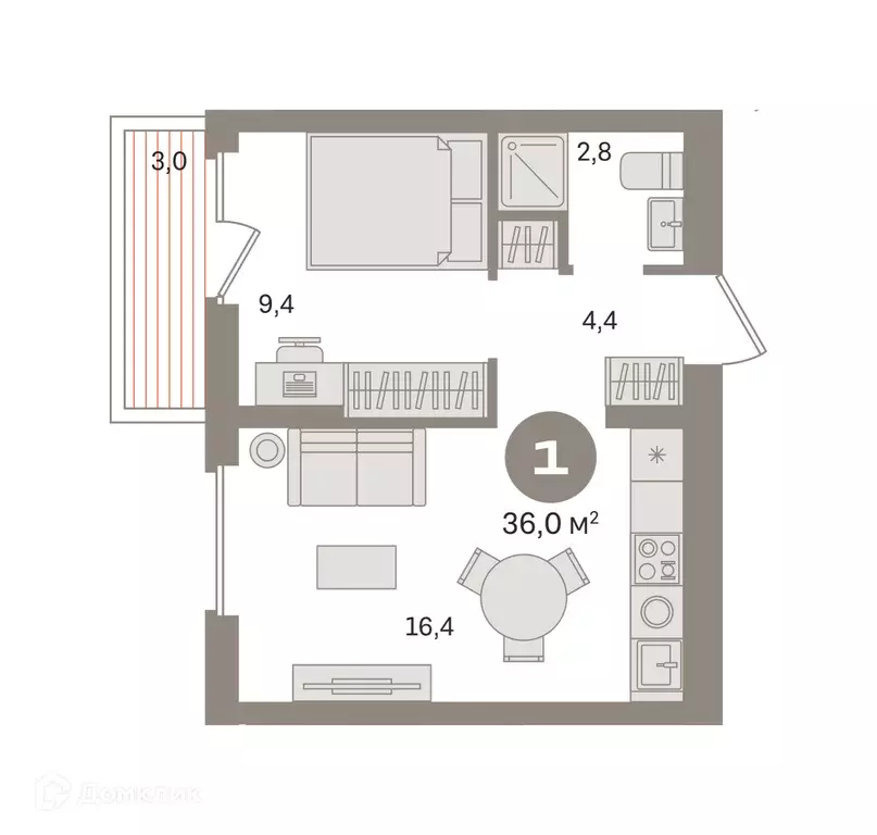 Продаётся 1-к квартира, 35.98 м - Фото 0