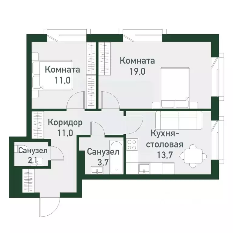 2-к кв. Челябинская область, Челябинский городской округ, пос. ... - Фото 1