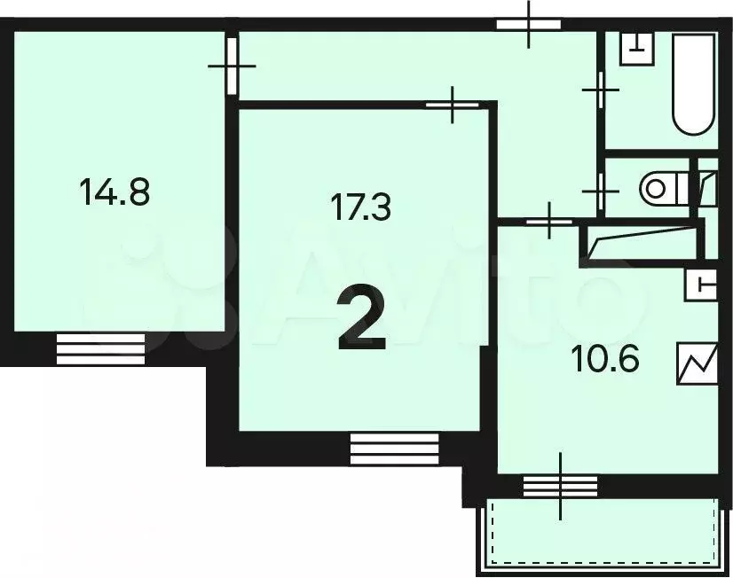 Аукцион: 2-к. квартира, 54,9 м, 16/17 эт. - Фото 1