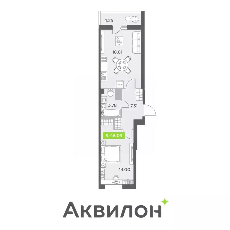 2-к кв. Санкт-Петербург пос. Шушары,  (46.03 м) - Фото 0
