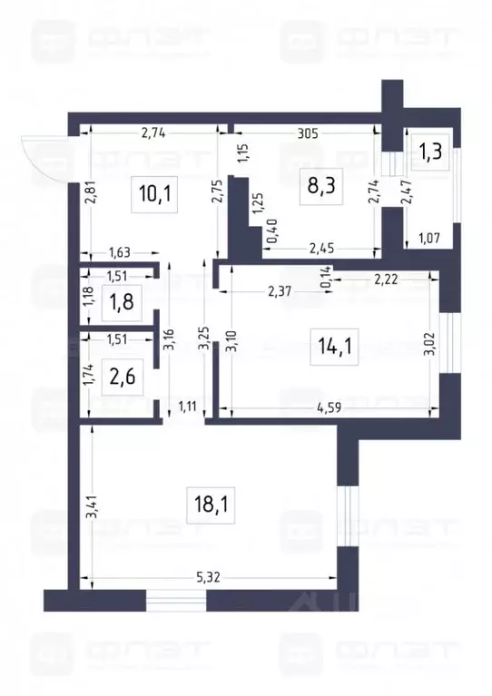 2-к кв. Татарстан, Казань Чистопольская ул., 61Д (57.0 м) - Фото 2