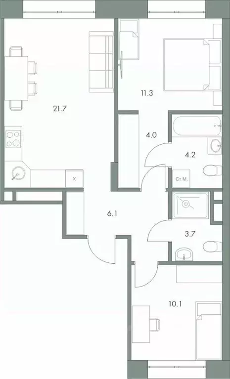 2-к кв. Ханты-Мансийский АО, Ханты-Мансийск Красноармейская ул., 45 ... - Фото 0