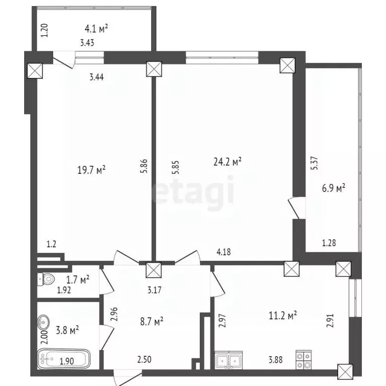 2-к кв. Ростовская область, Батайск ул. Северный Массив, 16 (69.3 м) - Фото 1