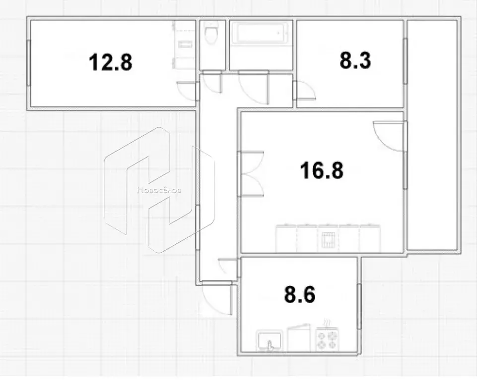 3-к кв. Мордовия, Саранск ул. Марины Расковой, 14к2 (61.0 м) - Фото 2
