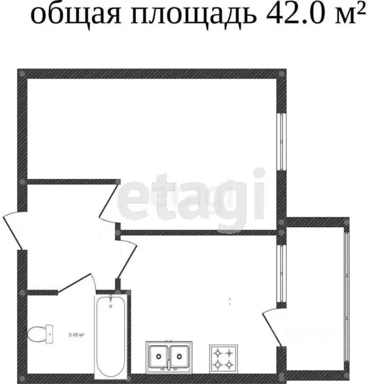 1-к кв. Вологодская область, Вологда ул. Маршала Конева, 15А (42.0 м) - Фото 2