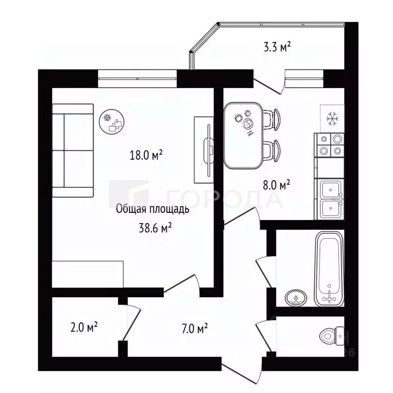 1-к кв. Новосибирская область, Обь ул. Ломоносова, 44 (38.6 м) - Фото 1