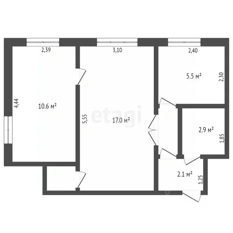 2-к кв. Кемеровская область, Кемерово ул. Александрова, 15 (40.7 м) - Фото 1