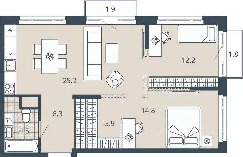 2-к кв. Пензенская область, Пенза Центральный квартал Скала Сити жилой ... - Фото 1