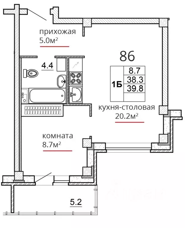 1-к кв. Псковская область, Псков ул. Алексея Алехина, 14 (39.8 м) - Фото 1