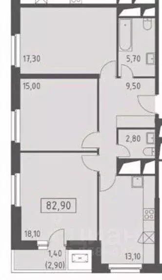 3-к кв. Московская область, Красногорск ул. Липовой Рощи, 6к2 (82.9 м) - Фото 2