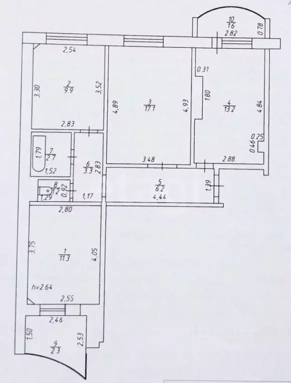 3-к кв. Татарстан, Казань ул. Академика Глушко, 20А (64.9 м) - Фото 2